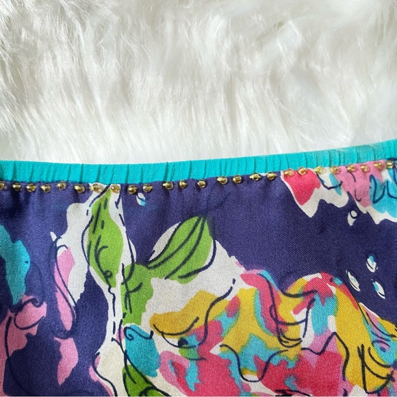 RARE HTF Lilly Pulitzer Blake Chiffon One Shoulder Dress Blaring Siren - Picture 4 of 11